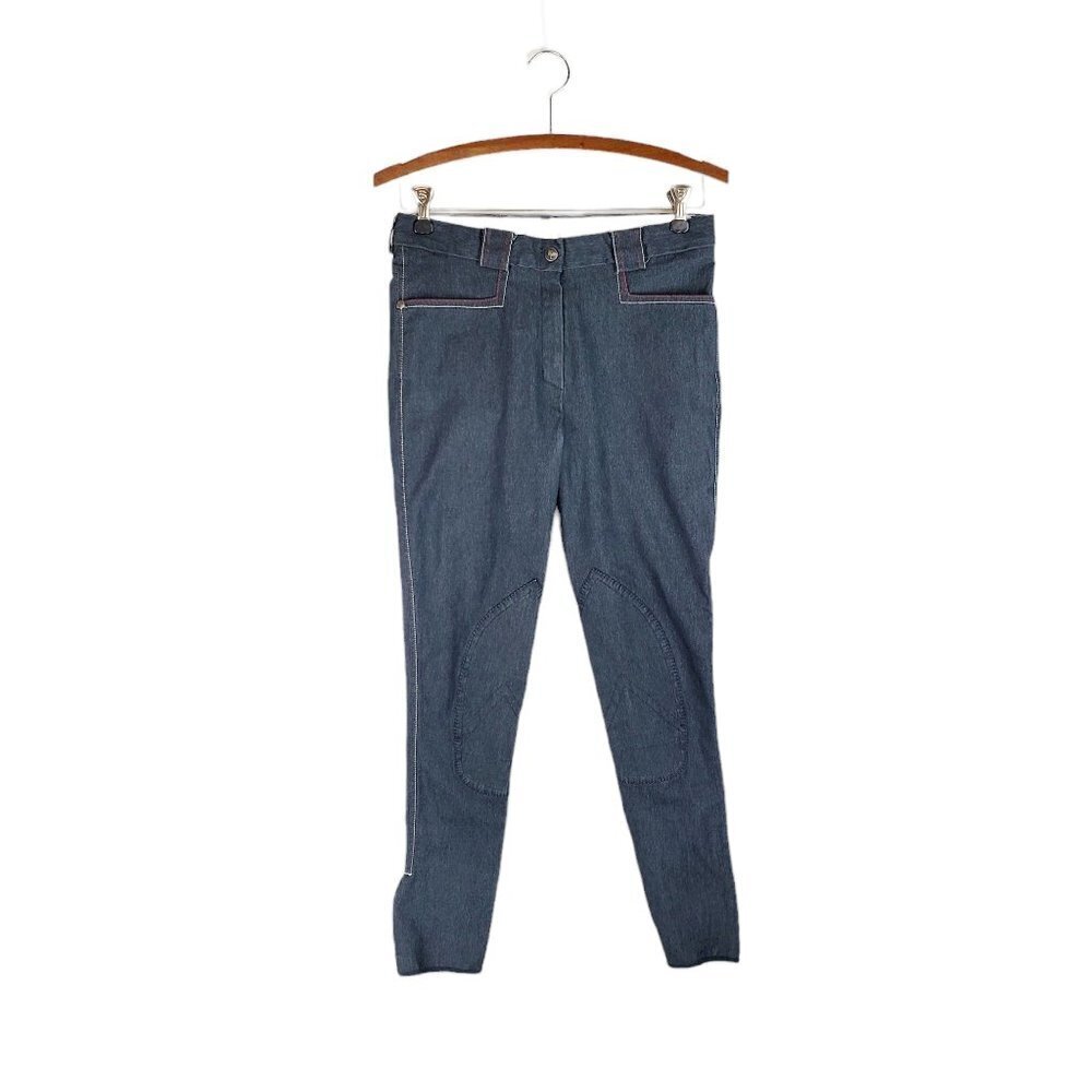 Kingsland Equestrian Schoeller Knee Patch Breeches Blue Pockets Womens Small